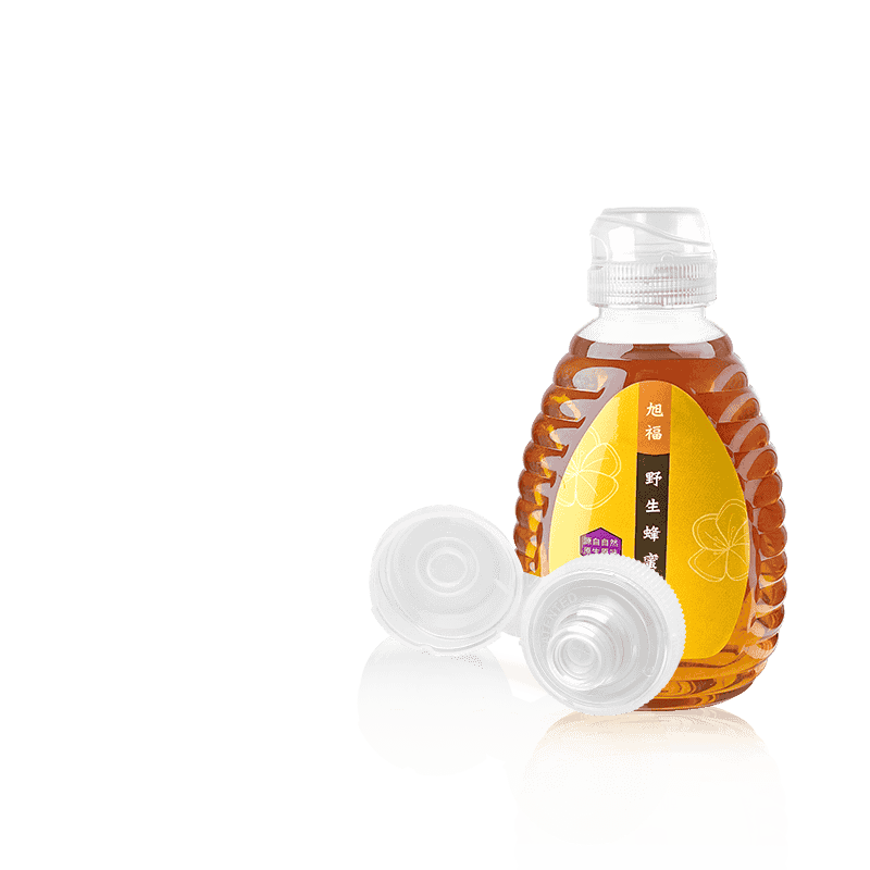 alt="Close-up of flip top plastic caps on water bottles"