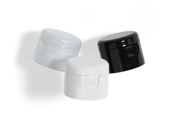 "28 410 flip top cap sur une bouteille PET montrant une conception de charnière étanche"