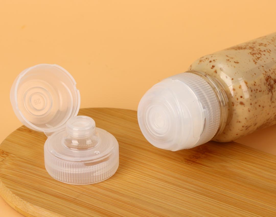 38 400 Flip Top Cap with silicone valve for juice bottle