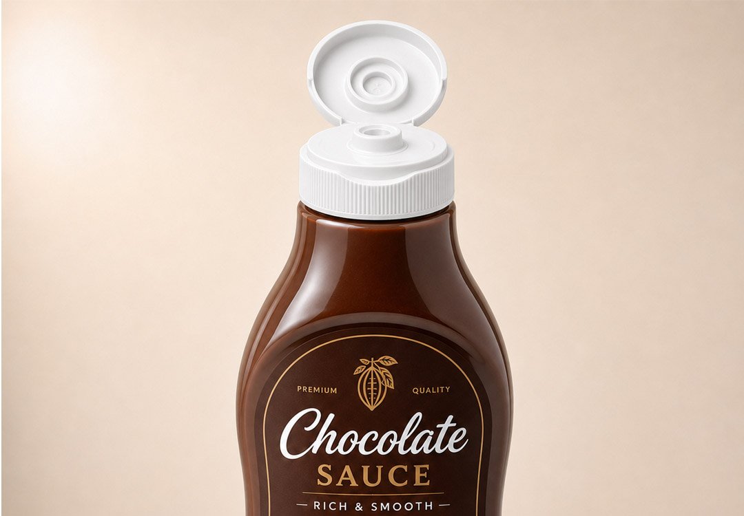 38 400 flip top cap with silicone valve chocolate sauce bottle
