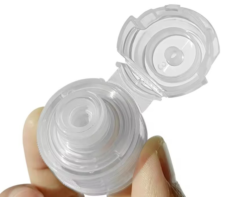 flip-top-cap-with-silicone-valve-07 Flip Top Cap with Silicone Valve for sauces, skincare, household, 28 400 bottle caps, cross-slit valve insert