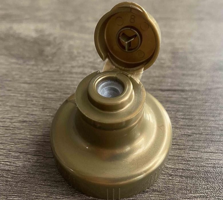 "38-400 flip top dop met klikscharnier en plastic schroefdraad voor fles"